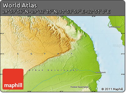 Physical Map of the Area around 29° 16' 6" N, 32° 22' 30" E