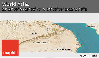 Satellite Panoramic Map of the Area around 29° 16' 6" N, 32° 22' 30" E