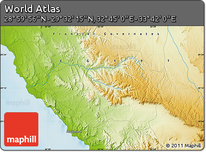 Physical Map of the Area around 29° 16' 6" N, 33° 13' 30" E