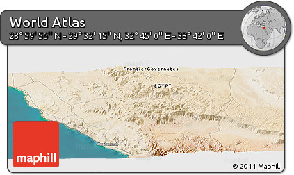 Satellite Panoramic Map of the Area around 29° 16' 6" N, 33° 13' 30" E