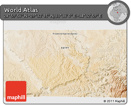 Satellite 3D Map of the Area around 29° 16' 6" N, 34° 4' 30" E
