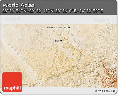 Satellite 3D Map of the Area around 29° 16' 6" N, 34° 4' 30" E