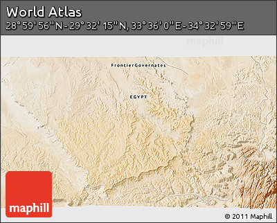 Satellite 3D Map of the Area around 29° 16' 6" N, 34° 4' 30" E