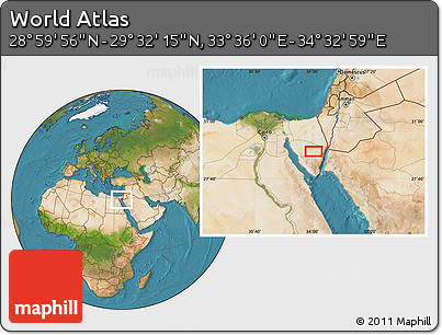 Satellite Location Map of the Area around 29° 16' 6" N, 34° 4' 30" E