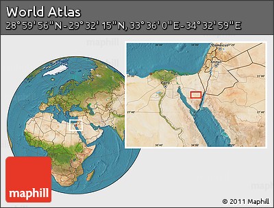 Satellite Location Map of the Area around 29° 16' 6" N, 34° 4' 30" E