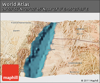 Satellite 3D Map of the Area around 29° 16' 6" N, 34° 55' 29" E