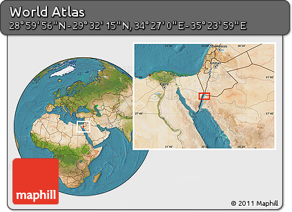 Satellite Location Map of the Area around 29° 16' 6" N, 34° 55' 29" E
