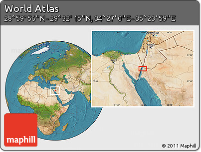 Satellite Location Map of the Area around 29° 16' 6" N, 34° 55' 29" E