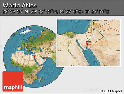Satellite Location Map of the Area around 29° 16' 6" N, 34° 55' 29" E