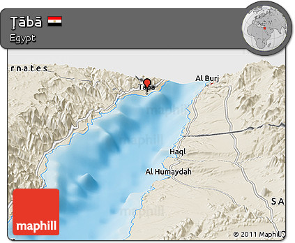 Shaded Relief Panoramic Map of Ţābā