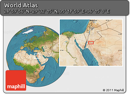 Satellite Location Map of the Area around 29° 16' 6" N, 35° 46' 29" E