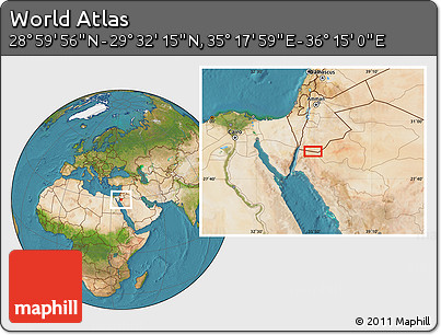 Satellite Location Map of the Area around 29° 16' 6" N, 35° 46' 29" E