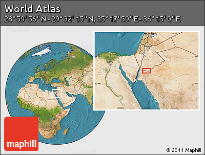 Satellite Location Map of the Area around 29° 16' 6" N, 35° 46' 29" E