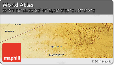 Physical Panoramic Map of the Area around 29° 16' 6" N, 36° 37' 30" E