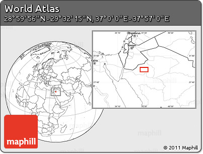 Blank Location Map of the Area around 29° 16' 6" N, 37° 28' 30" E