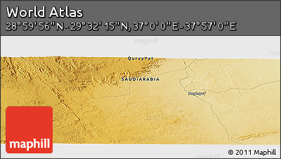 Physical Panoramic Map of the Area around 29° 16' 6" N, 37° 28' 30" E