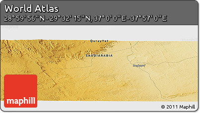 Physical Panoramic Map of the Area around 29° 16' 6" N, 37° 28' 30" E