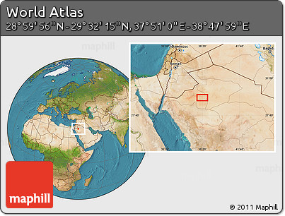 Satellite Location Map of the Area around 29° 16' 6" N, 38° 19' 30" E