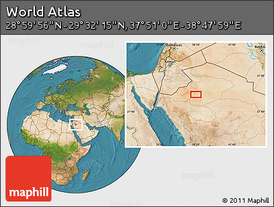 Satellite Location Map of the Area around 29° 16' 6" N, 38° 19' 30" E