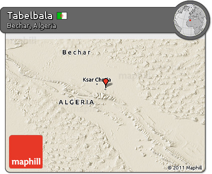 Shaded Relief 3D Map of Tabelbala