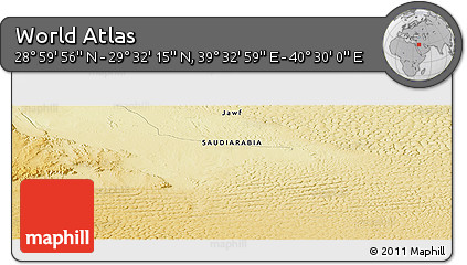 Physical Panoramic Map of the Area around 29° 16' 6" N, 40° 1' 29" E
