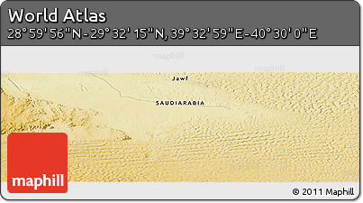 Physical Panoramic Map of the Area around 29° 16' 6" N, 40° 1' 29" E