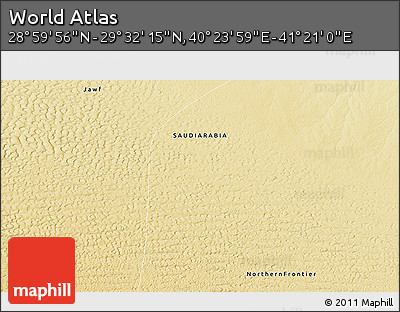 Physical 3D Map of the Area around 29° 16' 6" N, 40° 52' 30" E