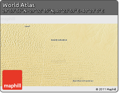 Physical 3D Map of the Area around 29° 16' 6" N, 40° 52' 30" E