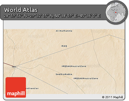 Satellite 3D Map of the Area around 29° 16' 6" N, 45° 7' 30" E