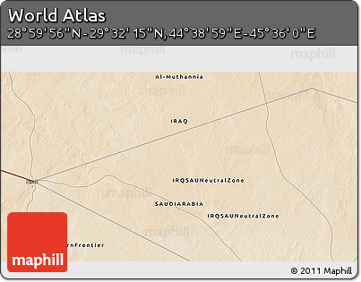 Satellite 3D Map of the Area around 29° 16' 6" N, 45° 7' 30" E
