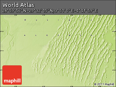 Physical Map of the Area around 29° 16' 6" N, 4° 19' 30" E