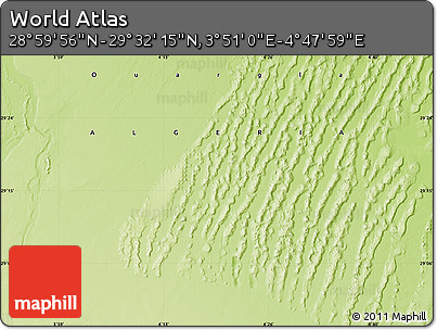 Physical Map of the Area around 29° 16' 6" N, 4° 19' 30" E
