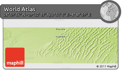 Physical Panoramic Map of the Area around 29° 16' 6" N, 4° 19' 30" E