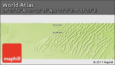 Physical Panoramic Map of the Area around 29° 16' 6" N, 4° 19' 30" E