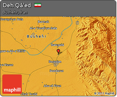 Political 3D Map of Deh Qā'ed