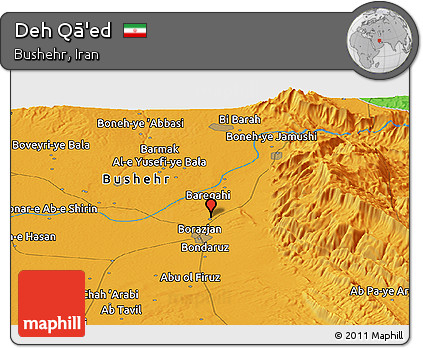 Political Panoramic Map of Deh Qā'ed