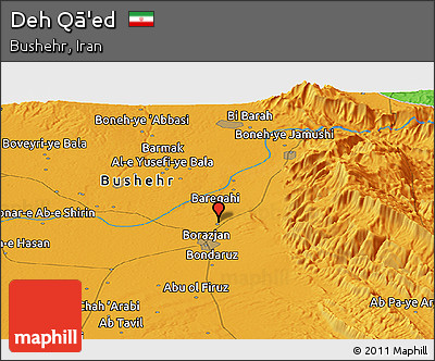 Political Panoramic Map of Deh Qā'ed