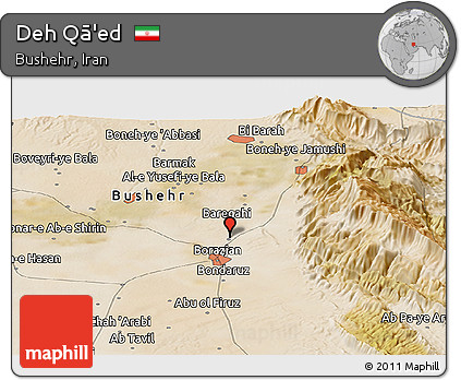 Satellite Panoramic Map of Deh Qā'ed