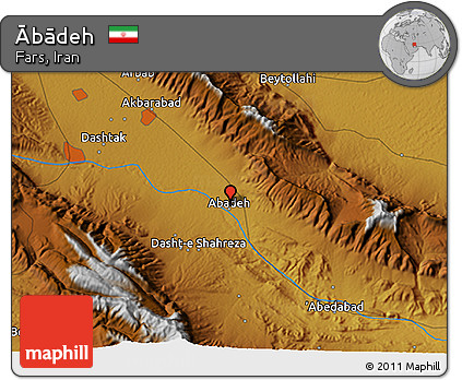 Physical 3D Map of Ābādeh