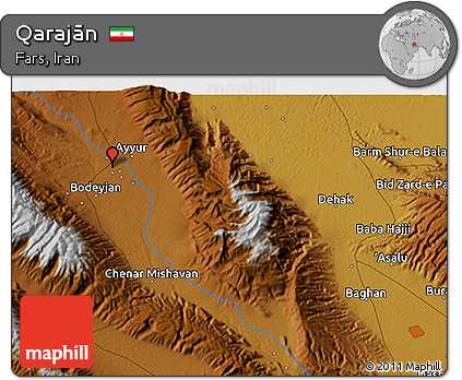 Physical 3D Map of Qarajān