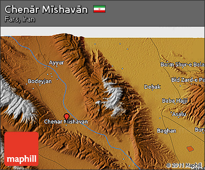 Physical 3D Map of Chenār Mīshavān