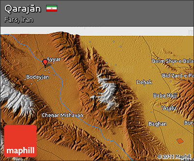 Physical 3D Map of Qarajān