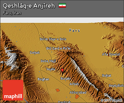 Physical 3D Map of Qeshlāq-e Anjīreh