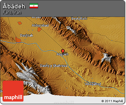 Physical 3D Map of Ābādeh