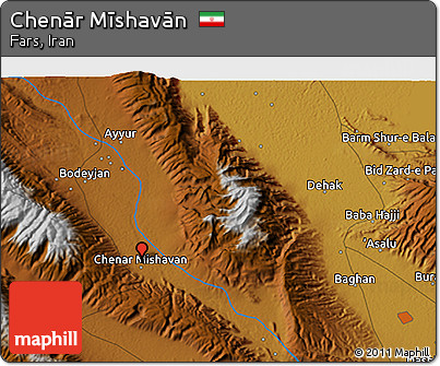 Physical 3D Map of Chenār Mīshavān