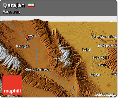 Physical 3D Map of Qarajān