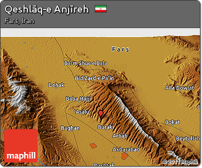 Physical 3D Map of Qeshlāq-e Anjīreh