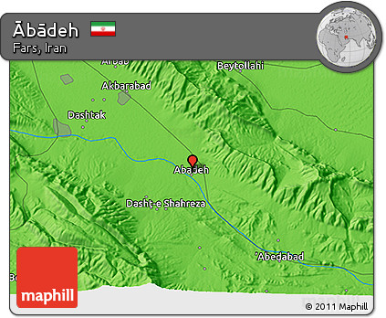 Political 3D Map of Ābādeh