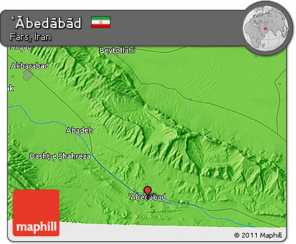 Political 3D Map of `Ābedābād