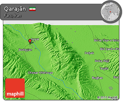 Political 3D Map of Qarajān